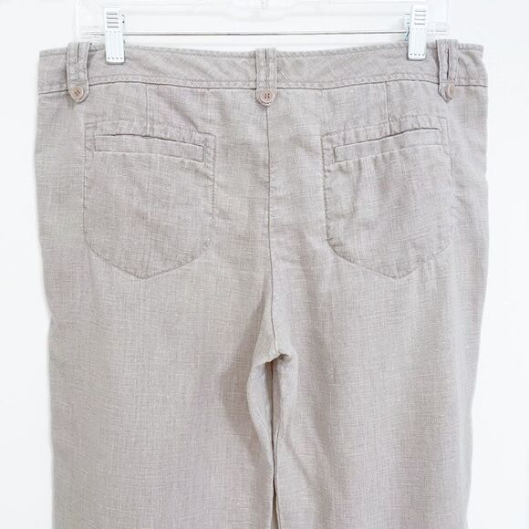 French Connection Pants Linen Wide Leg Greige Size 10 - Picture 4 of 5